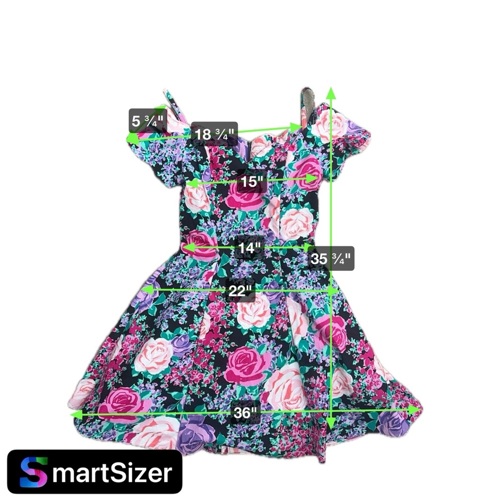 Vintage 90s - Steppin’ Out - Off the Shoulder Floral Dress with Petticoat - 11 - Picture 7 of 7